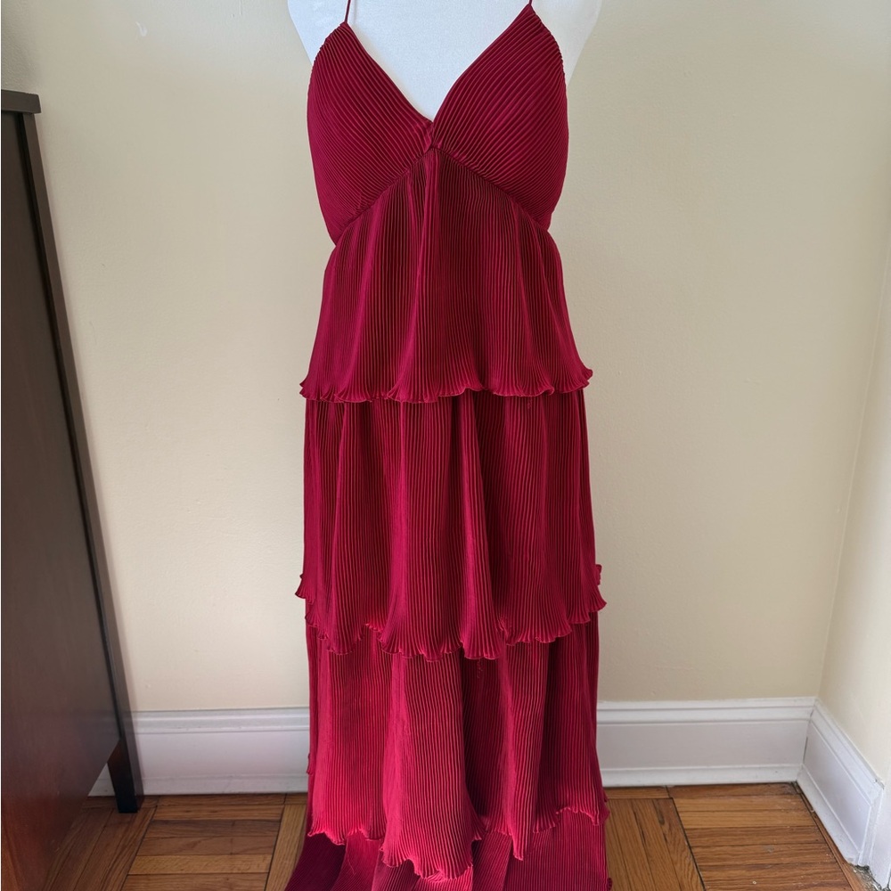 Elegant Red Tiered Dress